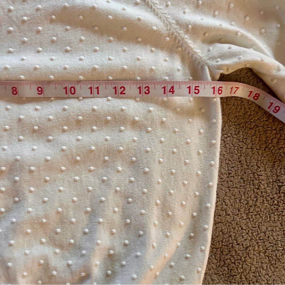Banana Republic Cotton Cashmere Blend Cream Polka dot Textured Sweater Size S - Picture 7 of 8